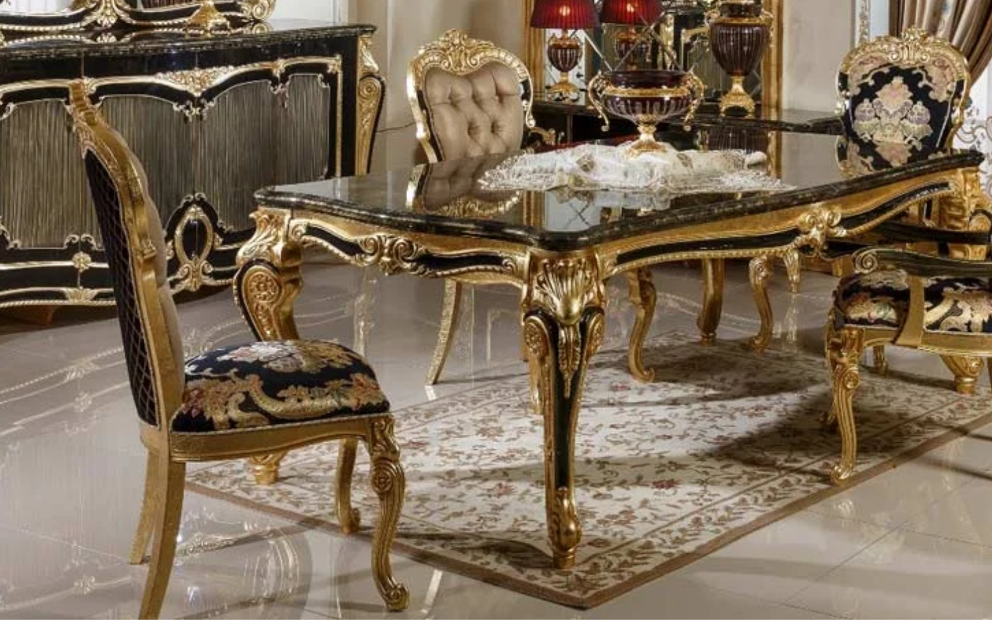 Hk İnci Klasik Siyah Gold Sandalye