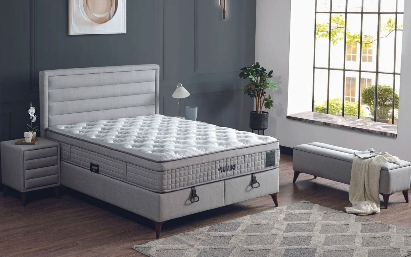 Jumbo Yatak Baza Başlık Set (160 cm X 200 cm)
