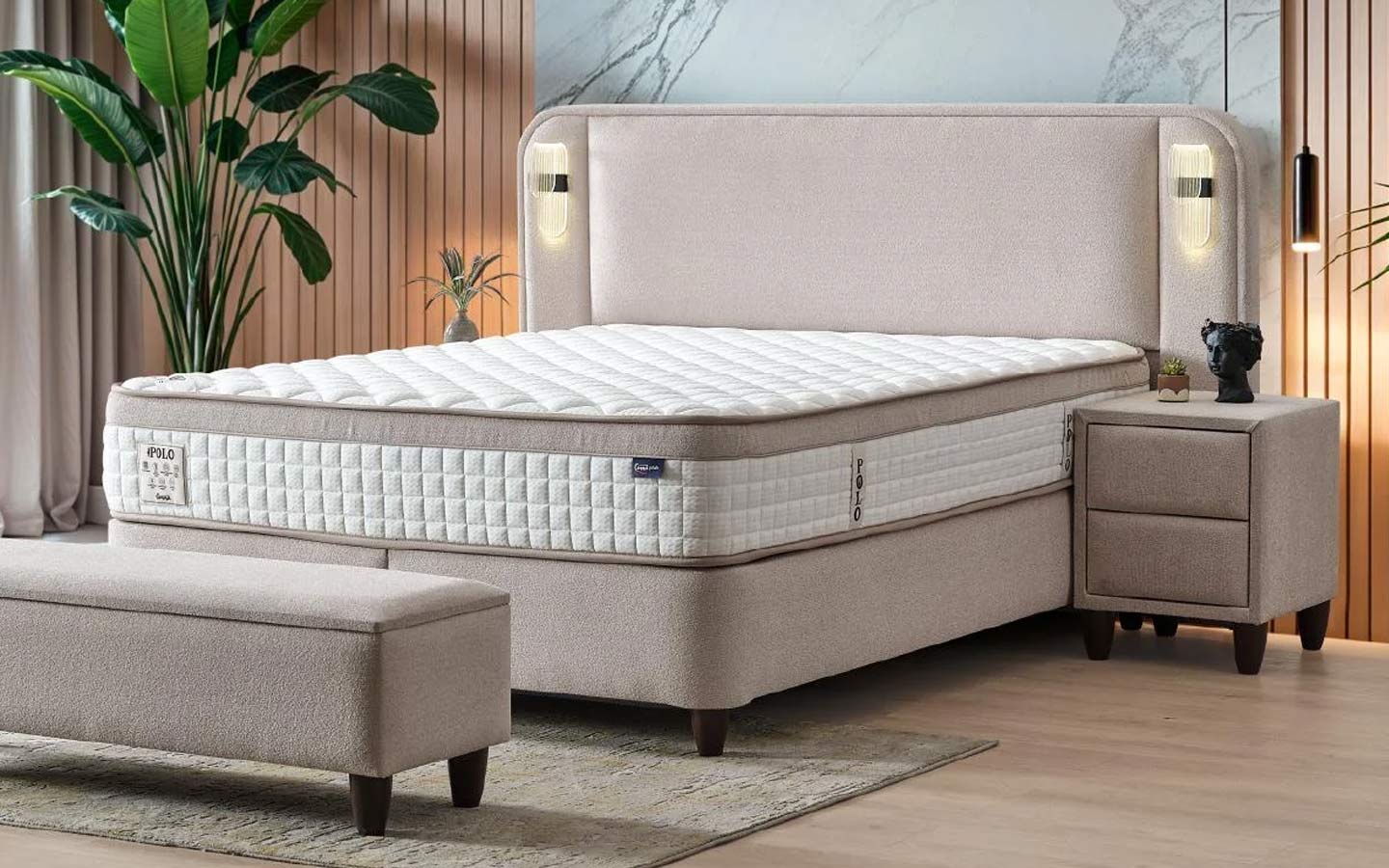 Polo Yatak Baza Başlık Set (160 cm X 200 cm)