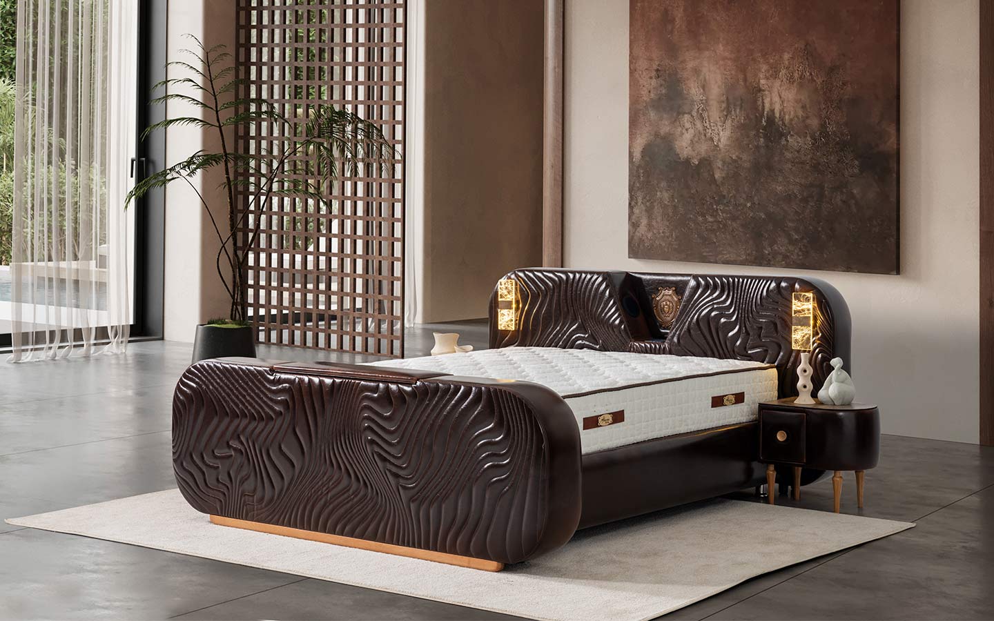 Lotus Başlıklı Karyola (160 cm X 200 cm)