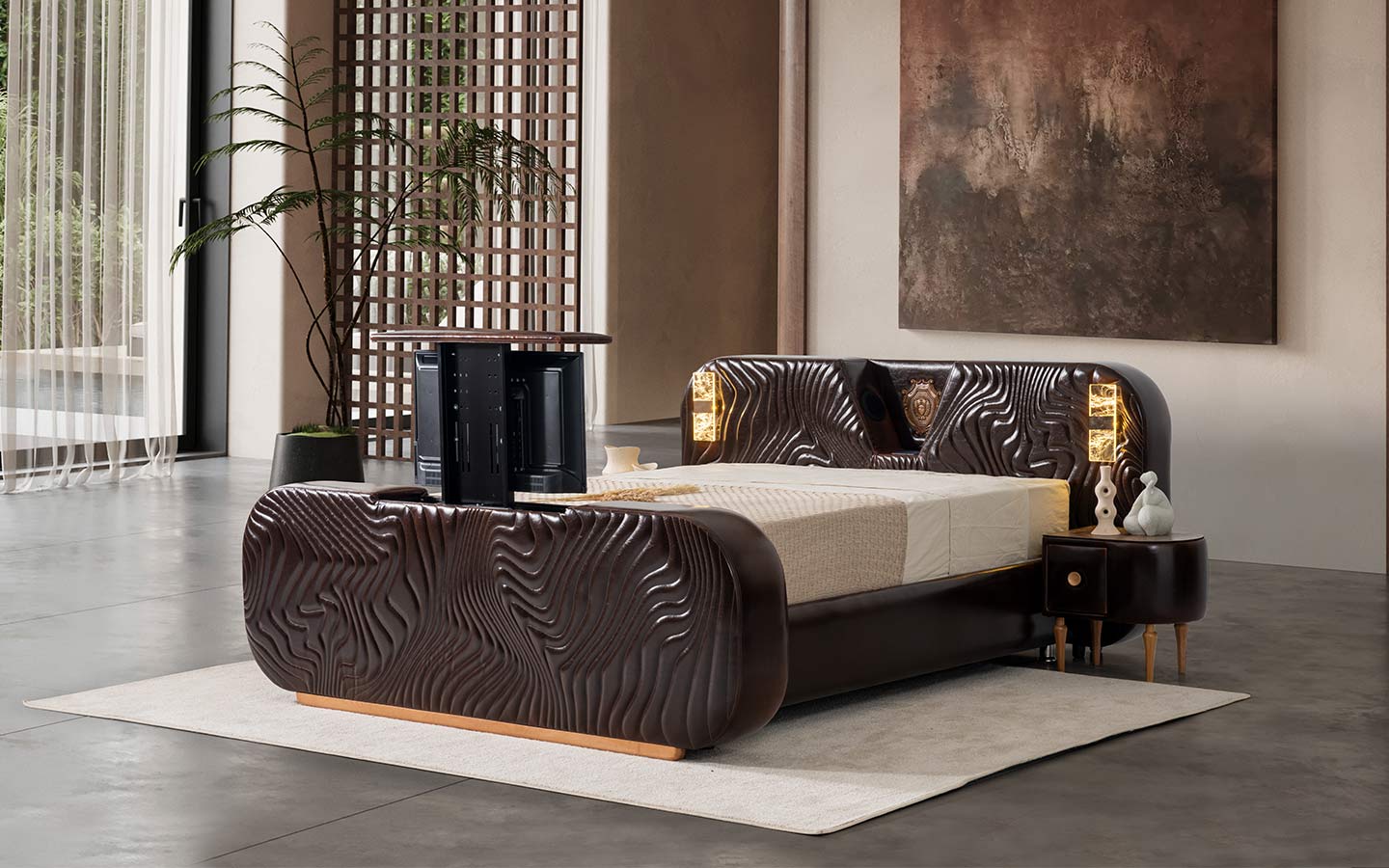 Lotus Başlıklı Karyola (160 cm X 200 cm)-2