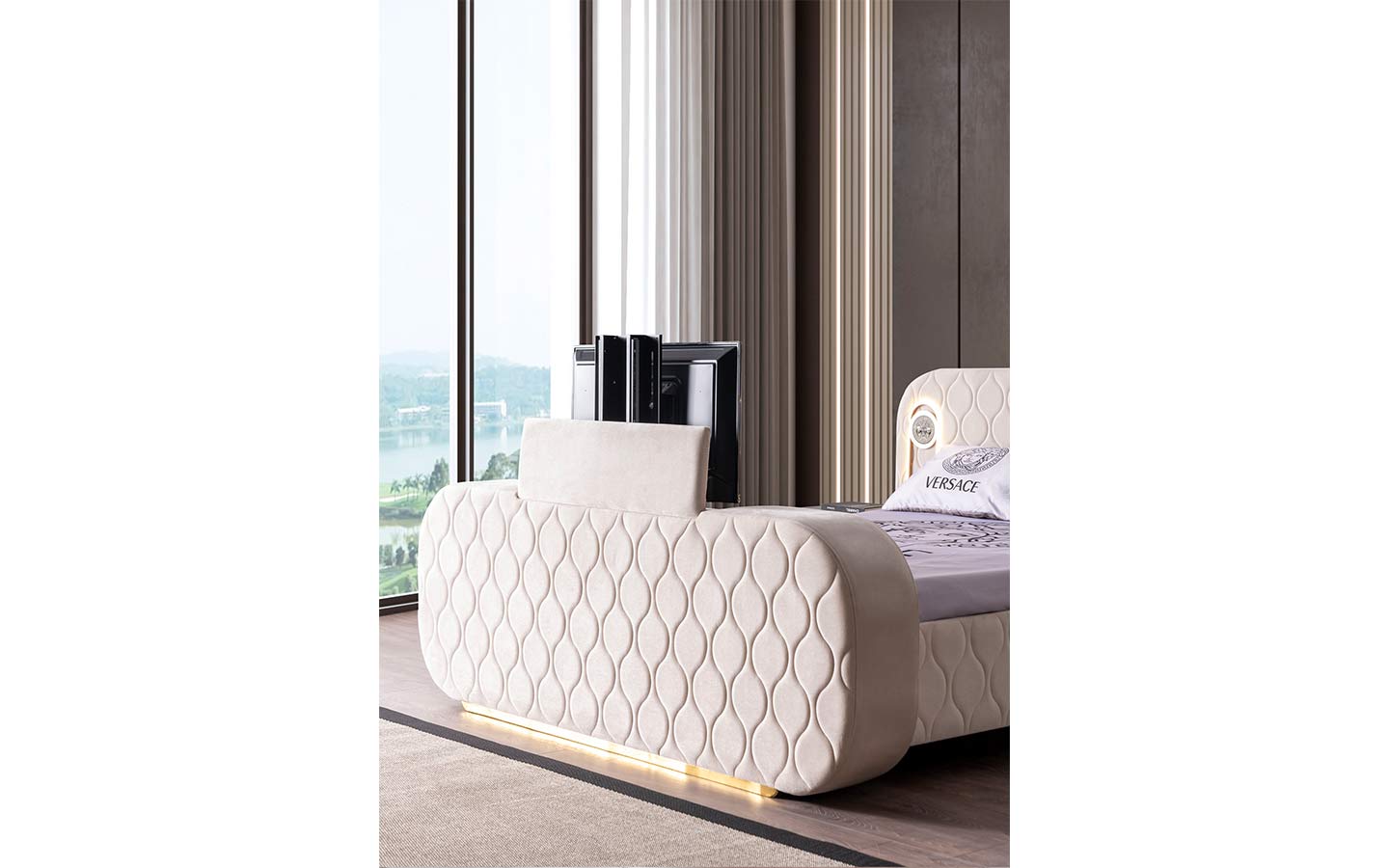 Versace Başlıklı Karyola (160 cm X 200 cm)-2