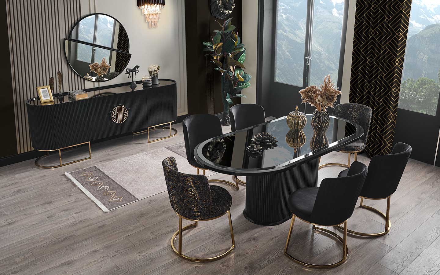 Gucci Black Gold Yemek Odası Takımı-2