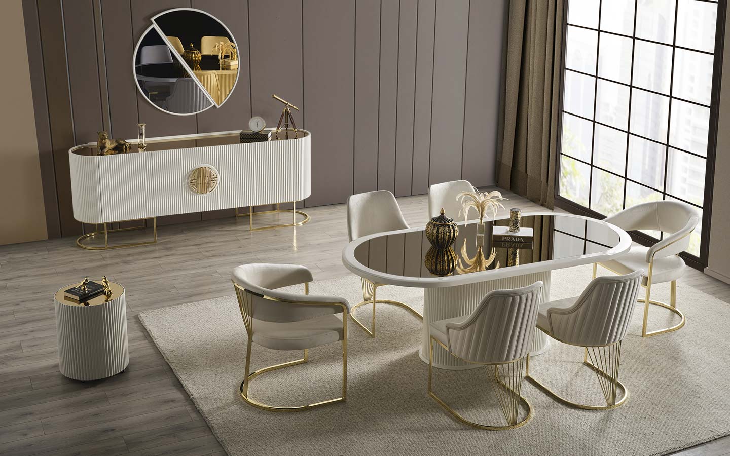 Gucci Ekru Gold Yemek Odası Takımı
