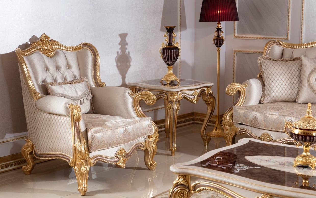 Hk İnci Klasik Kahve Gold Tekli Koltuk