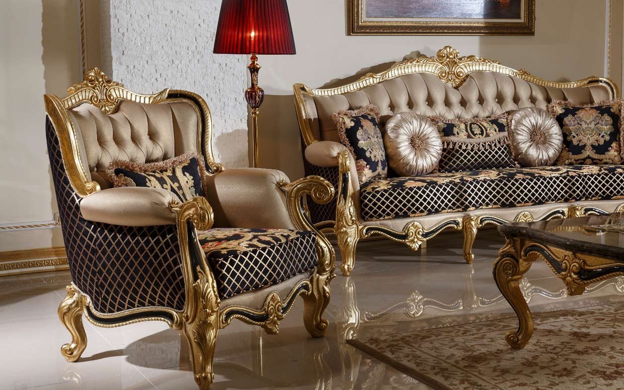 Hk İnci Klasik Siyah Gold Tekli Koltuk