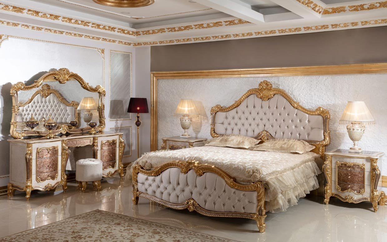 Hk İnci Klasik Kahve Gold Yatak Odası-2
