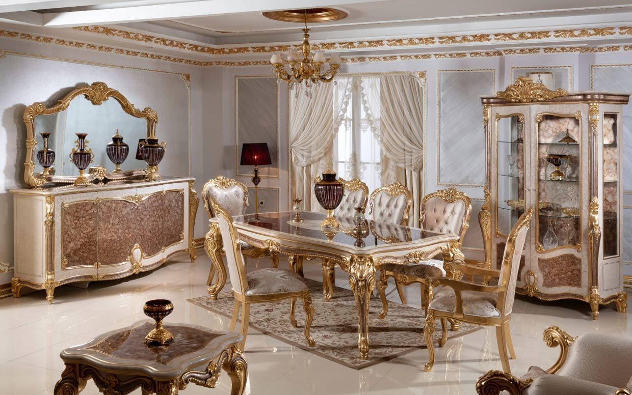 Hk İnci Klasik Kahve Gold Yemek Odası