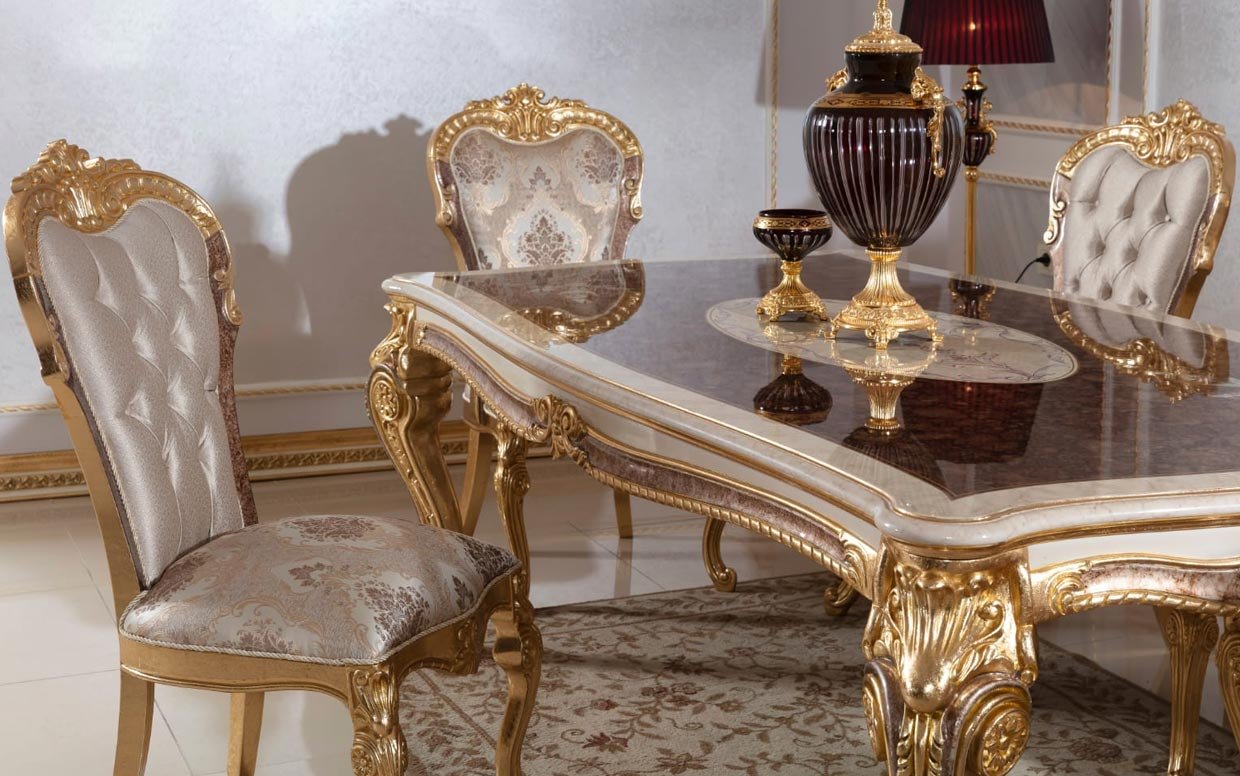 Hk İnci Klasik Kahve Gold Sandalye