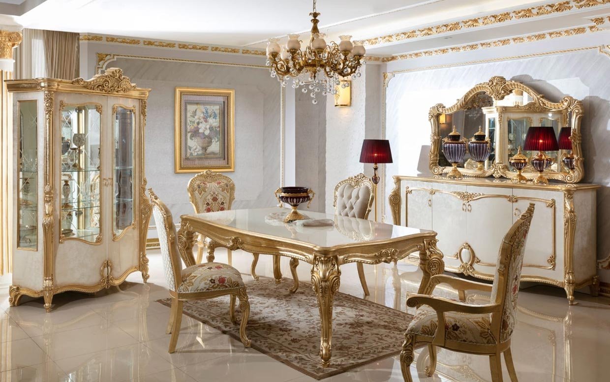 Hk İnci Klasik Krem Gold Yemek Odası