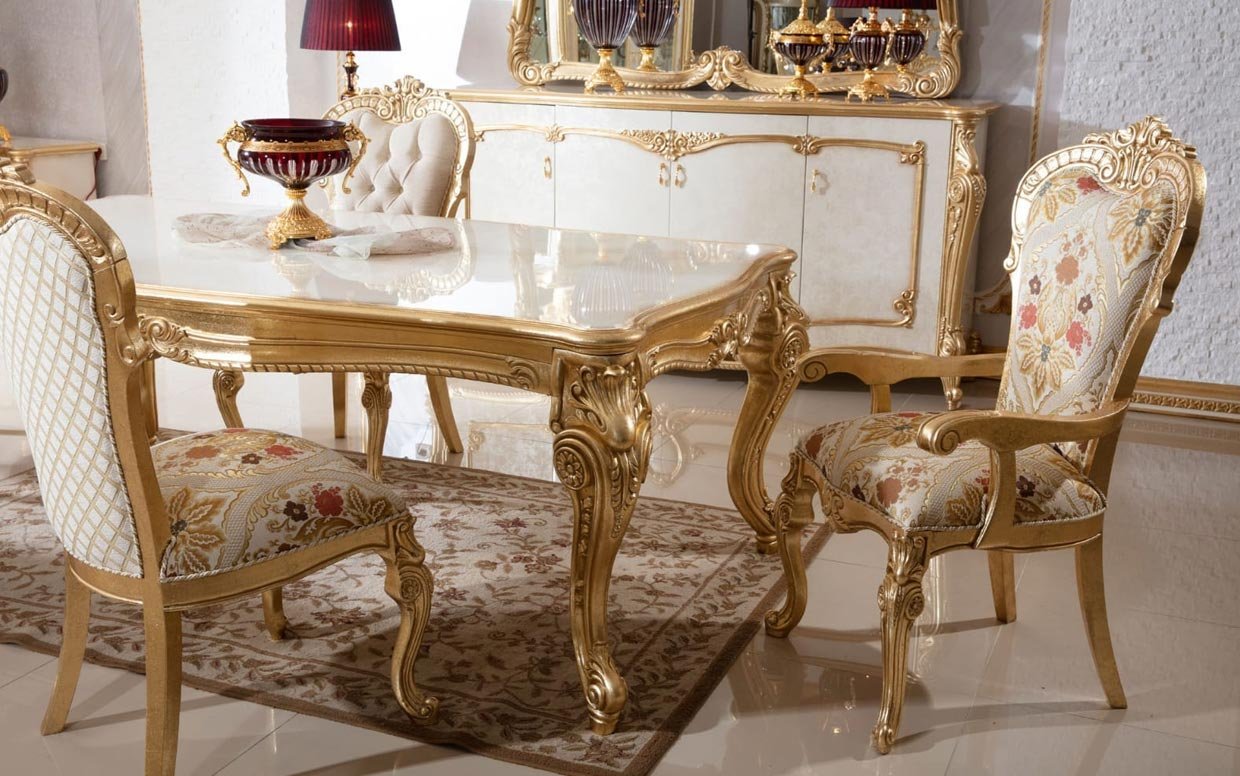 Hk İnci Klasik Krem Gold Yemek Odası-2