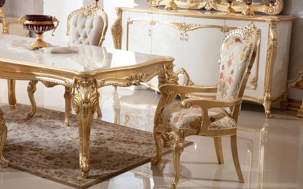 Hk İnci Klasik Krem Gold Sandalye