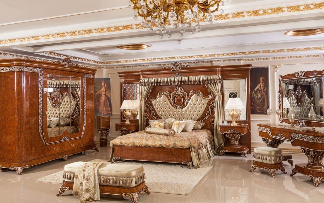Hk Yakut Kahve Gold Klasik Yatak Odası-2