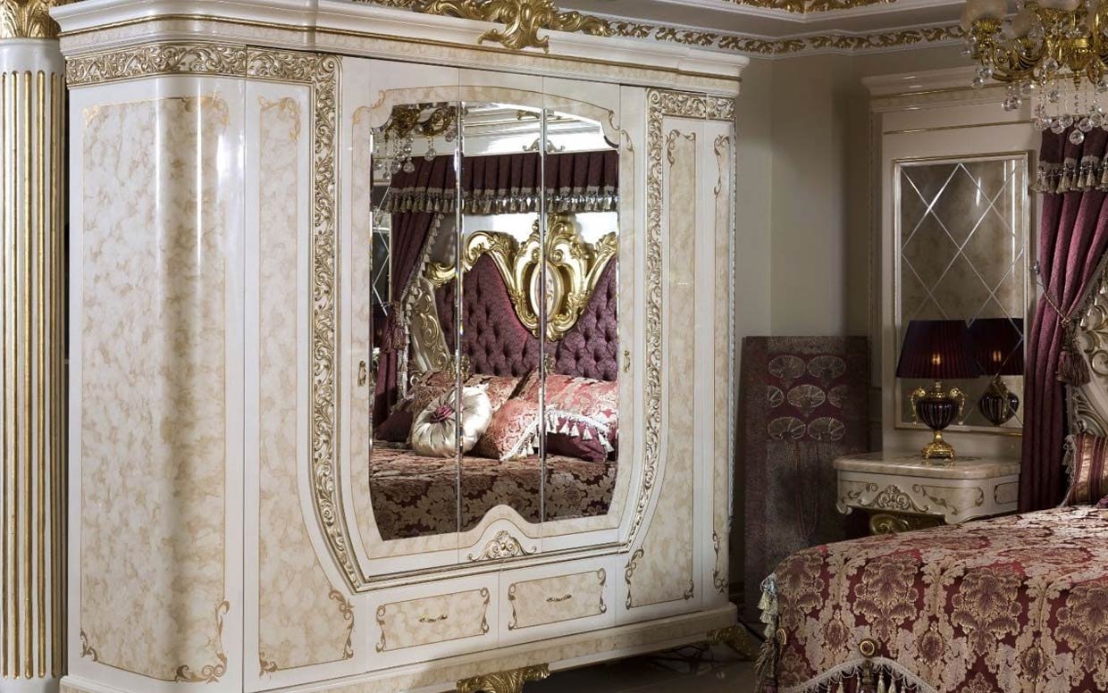 Hk Yakut Beyaz Gold Klasik Dolap