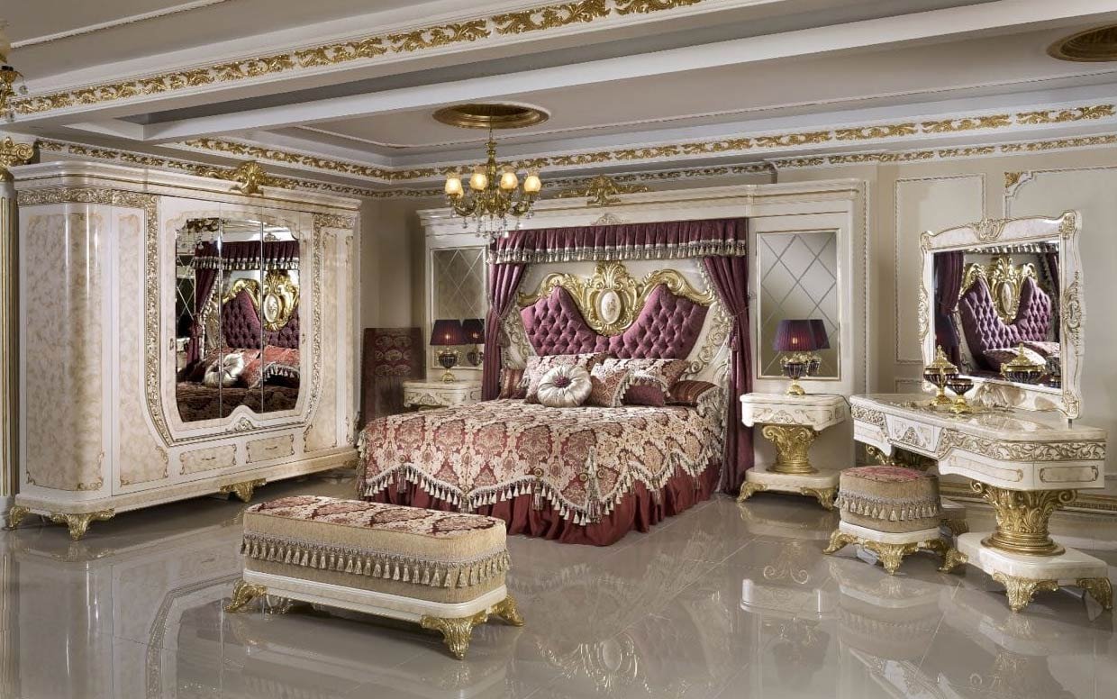 Hk Yakut Beyaz Gold Klasik Yatak Odası